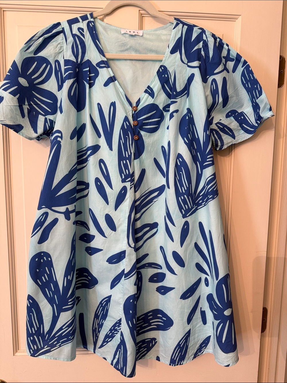 Light Blue & Navy Floral Women’s Summer Dress